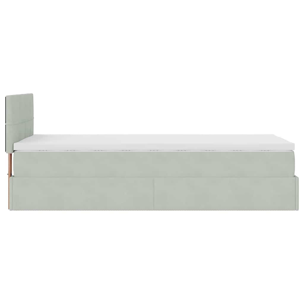 Ottoman-Bett mit Matratze Hellgrau 100x200 cm Samt