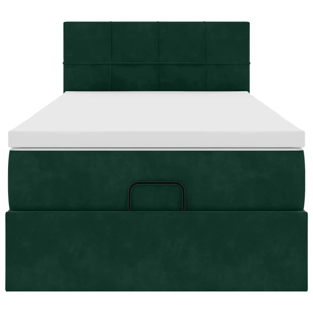 Ottoman-Bett mit Matratze Dunkelgrün 100x200 cm Samt