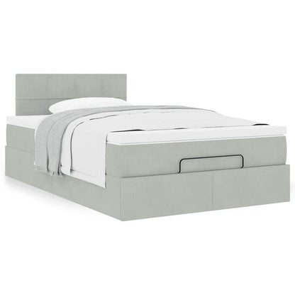 Ottomanische Bett mit Matratze Hellgrau 120x190 cm Samt