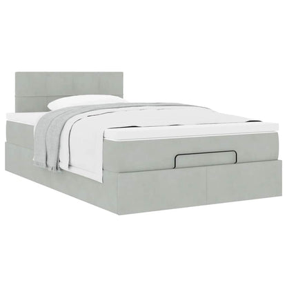 Ottomanische Bett mit Matratze Hellgrau 120x190 cm Samt
