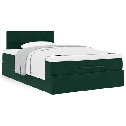Ottoman-Bett mit Matratze Dunkelgrün 120x190 cm Samt