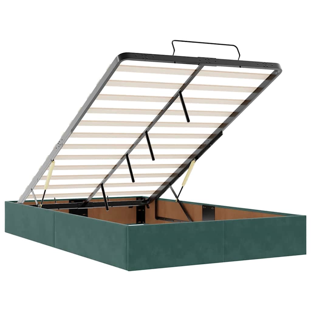 Ottoman-Bett mit Matratze Dunkelgrün 120x190 cm Samt