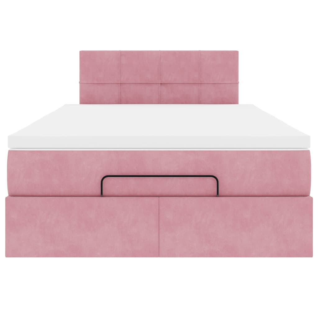 Ottoman-Bett mit Matratze Rosa 120x190 cm Samt