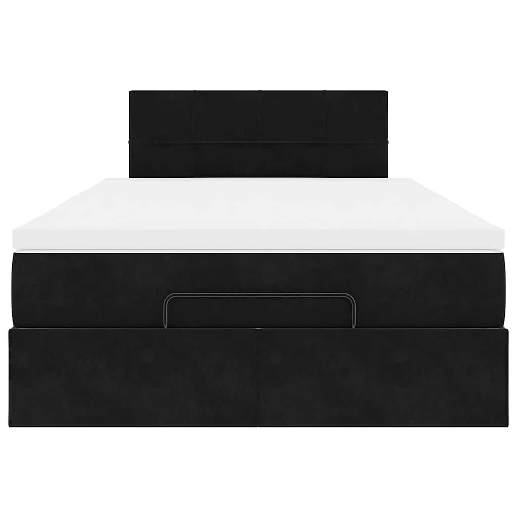 Ottoman-Bett mit Matratze Schwarz 120x200 cm Samt