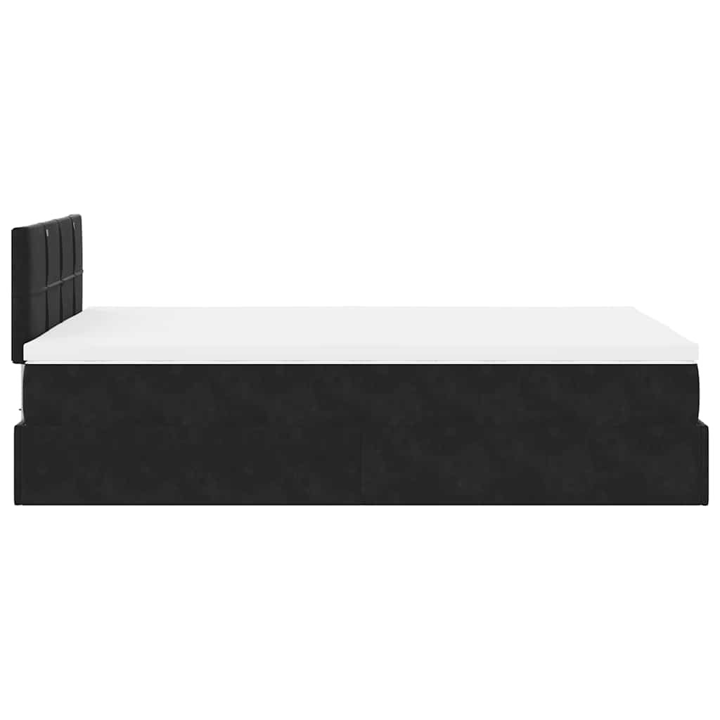 Ottoman-Bett mit Matratze Schwarz 120x200 cm Samt