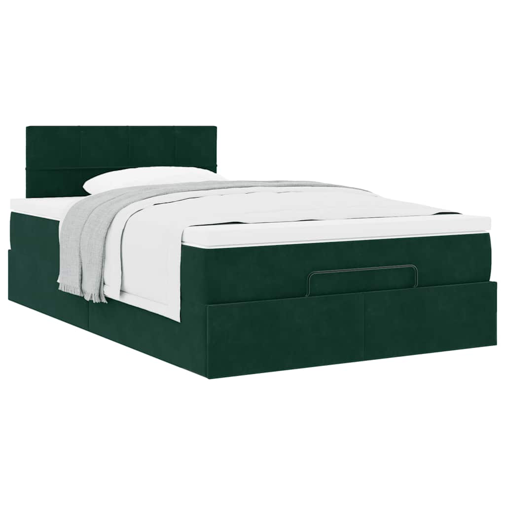 Ottoman-Bett mit Matratze Dunkelgrün 120x200 cm Samt