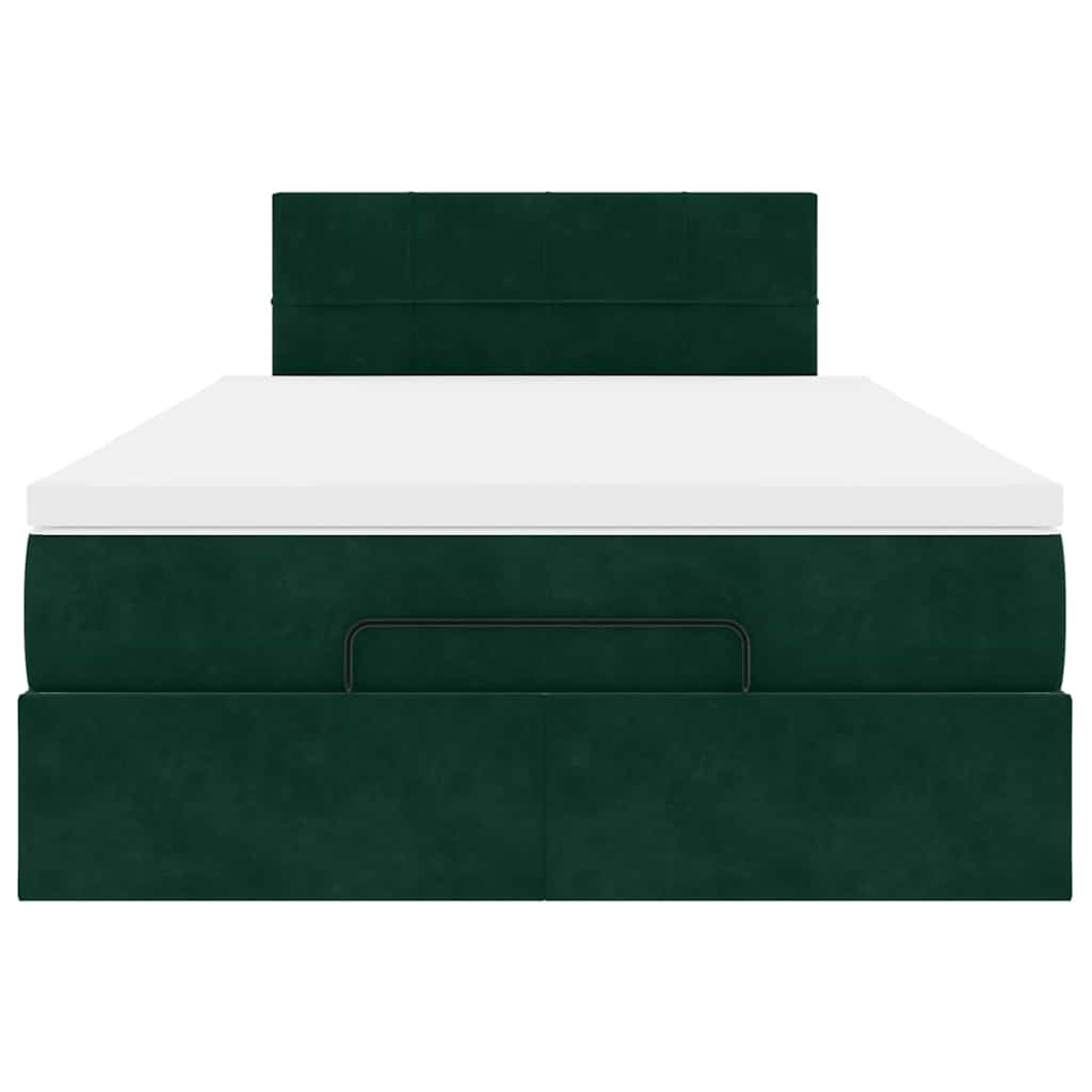 Ottoman-Bett mit Matratze Dunkelgrün 120x200 cm Samt