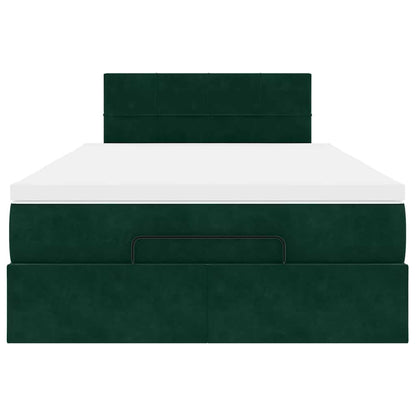 Ottoman-Bett mit Matratze Dunkelgrün 120x200 cm Samt