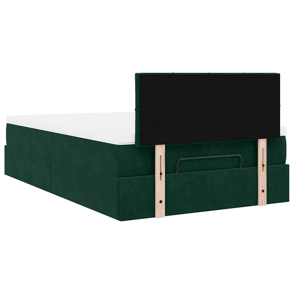 Ottoman-Bett mit Matratze Dunkelgrün 120x200 cm Samt