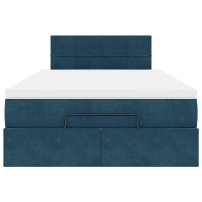 Ottoman-Bett mit Matratze Dunkelblau 120x200 cm Samt