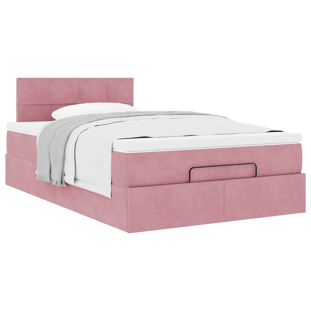 Ottoman-Bett mit Matratze Rosa 120x200 cm Samt