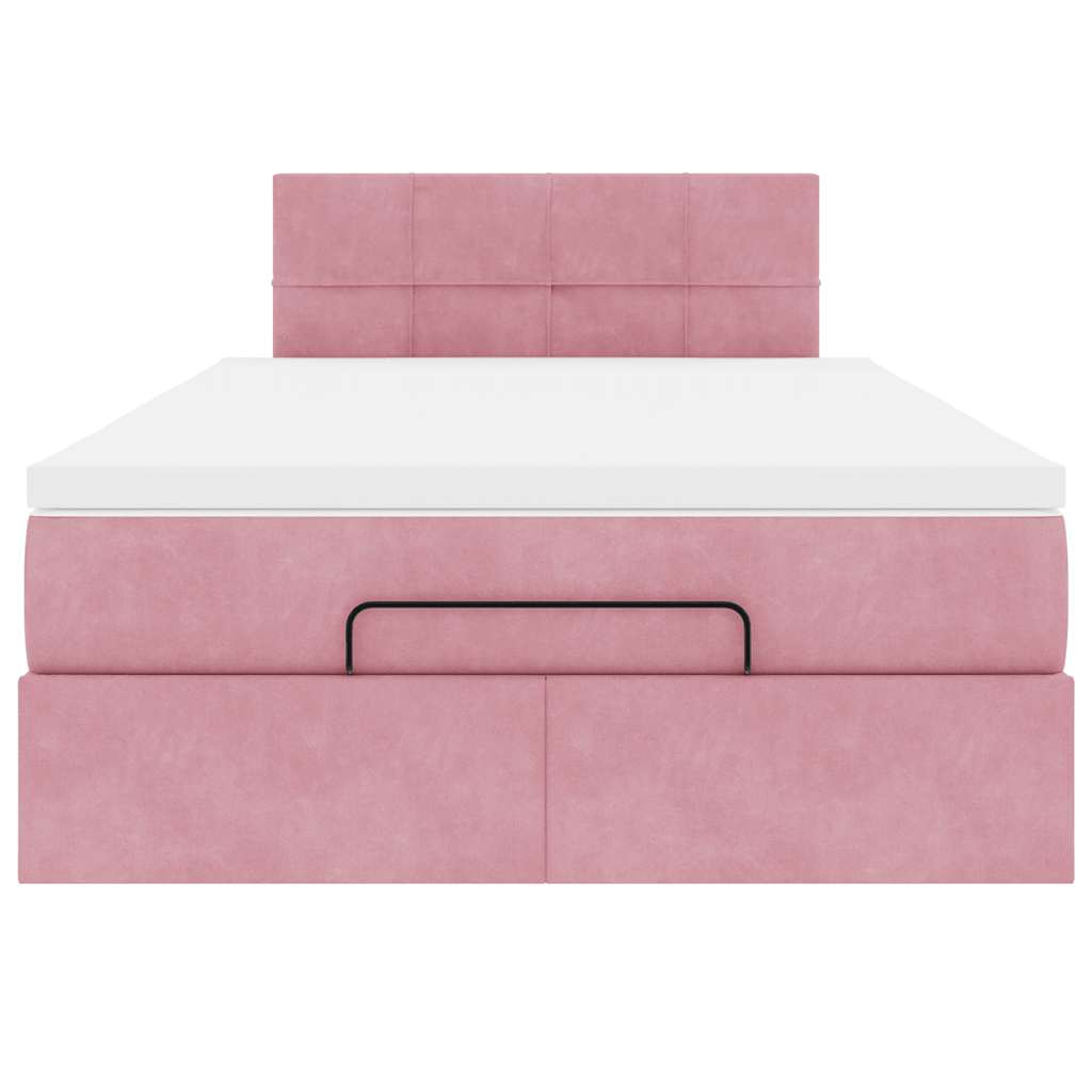 Ottoman-Bett mit Matratze Rosa 120x200 cm Samt