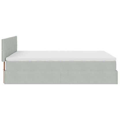 Ottoman-Bett mit Matratze Hellgrau 140x190 cm Samt