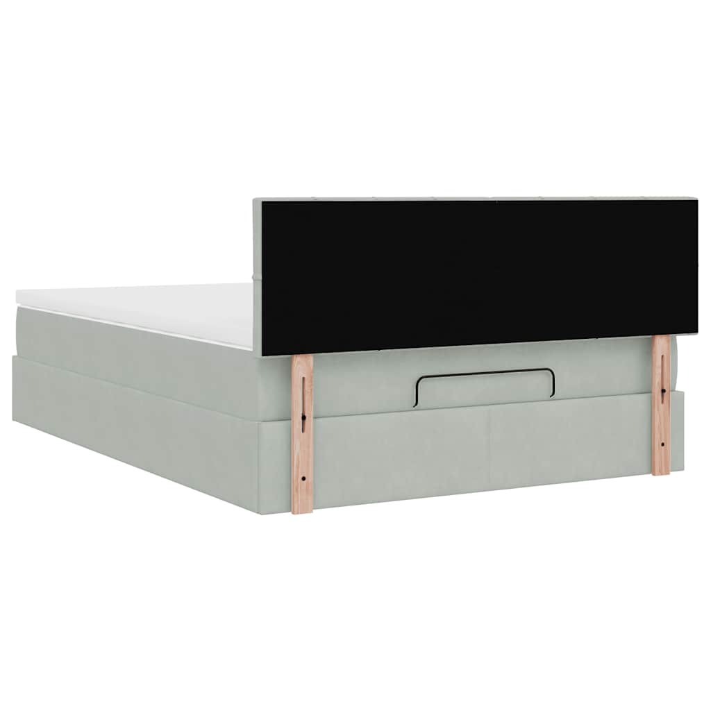 Ottoman-Bett mit Matratze Hellgrau 140x190 cm Samt