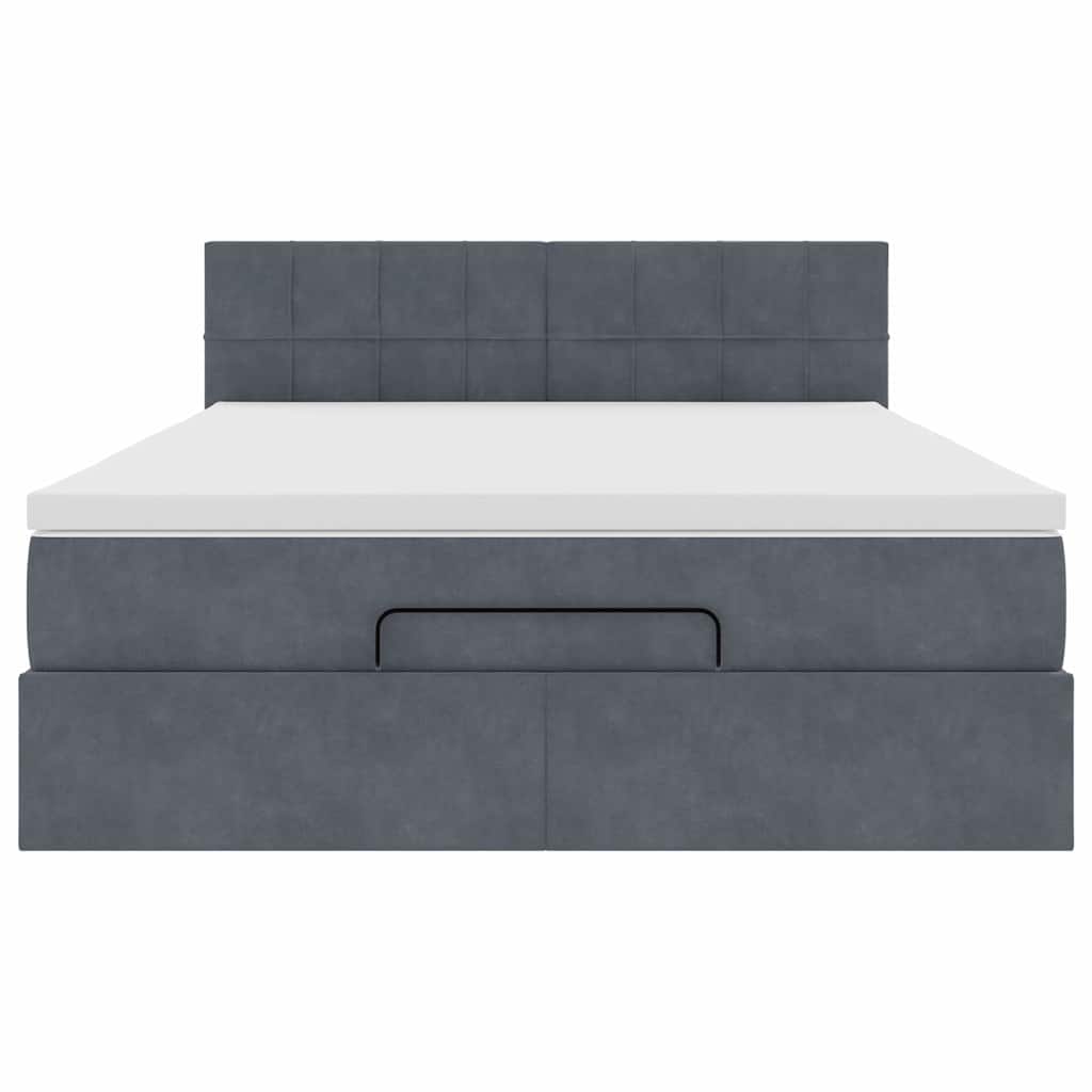 Ottoman-Bett mit Matratze Dunkelgrau 140x190 cm Samt