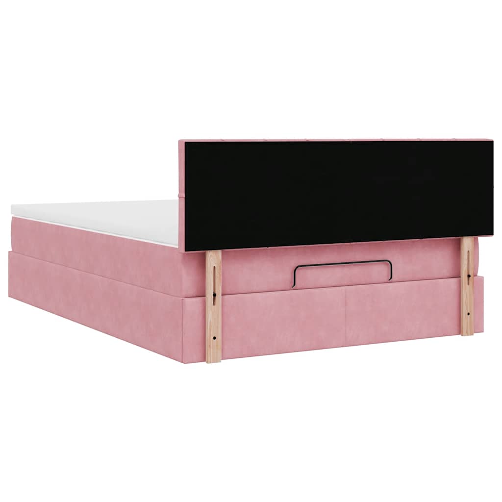 Ottoman-Bett mit Matratze Rosa 140x190 cm Samt