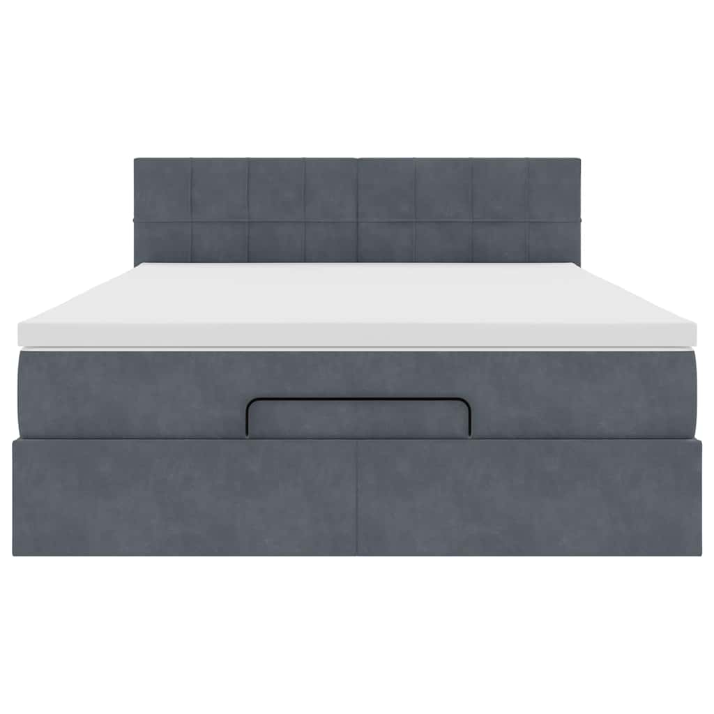 Ottoman-Bett mit Matratze Dunkelgrau 140x200 cm Samt