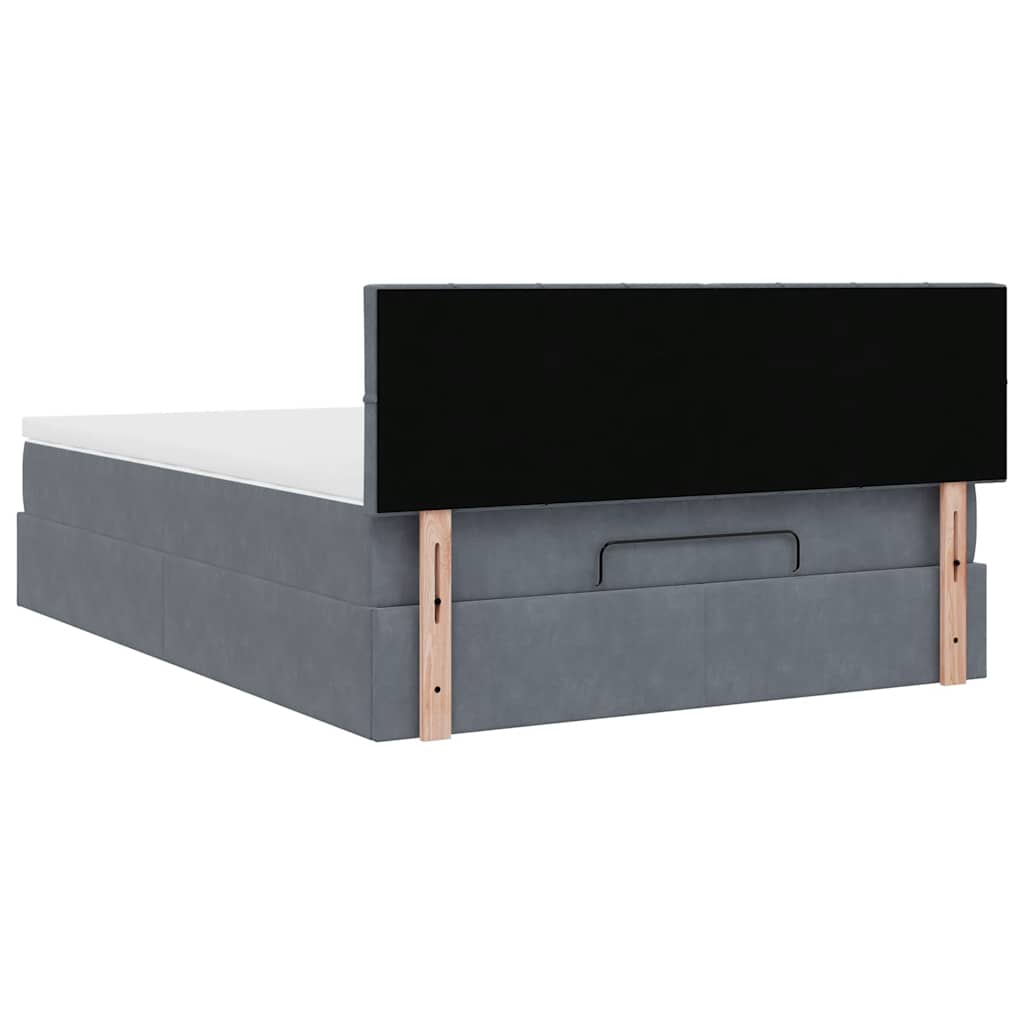 Ottoman-Bett mit Matratze Dunkelgrau 140x200 cm Samt