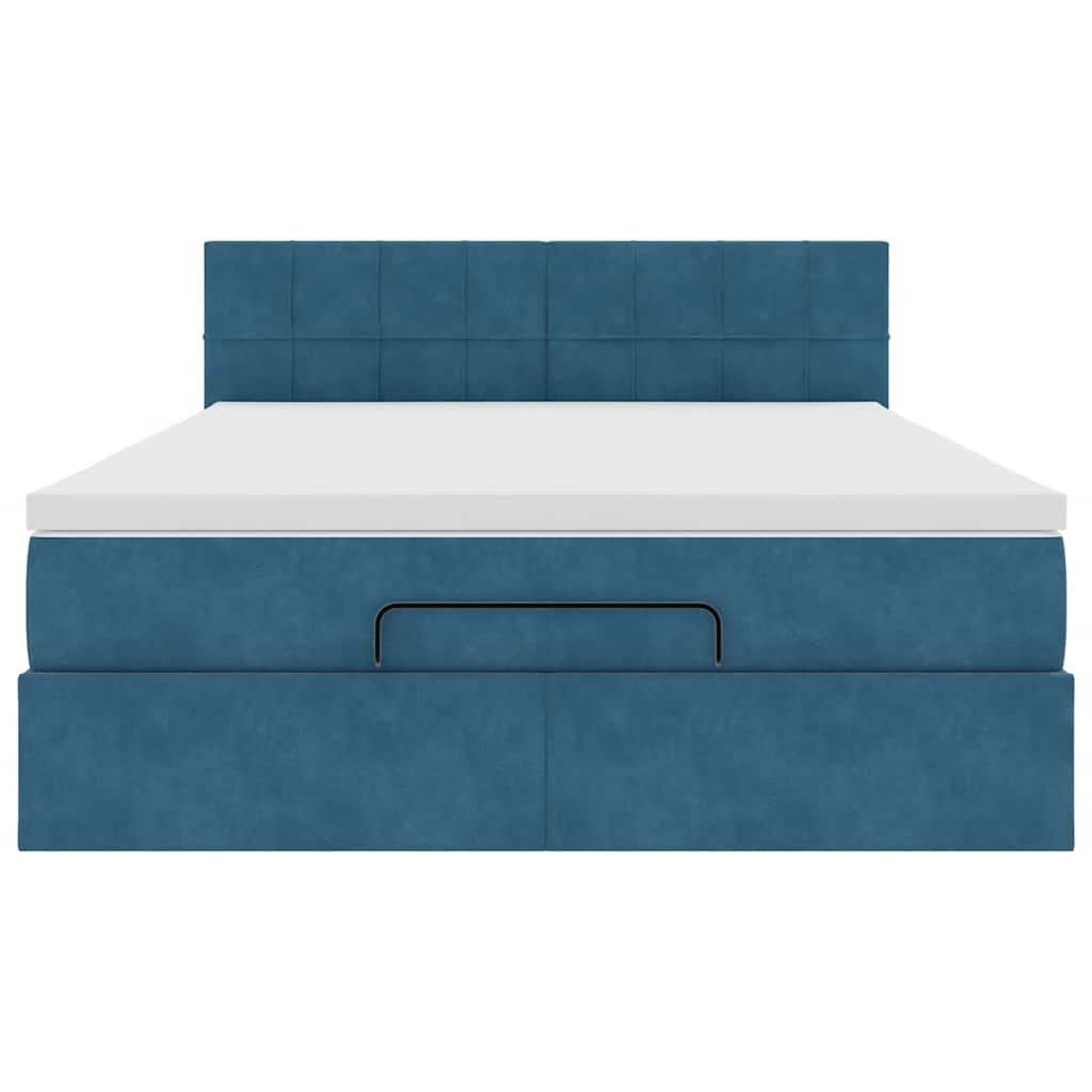 Ottoman-Bett mit Matratze Dunkelblau 140x200 cm Samt