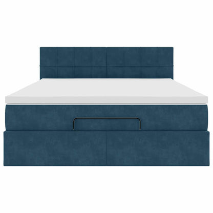 Ottoman-Bett mit Matratze Dunkelblau 140x200 cm Samt