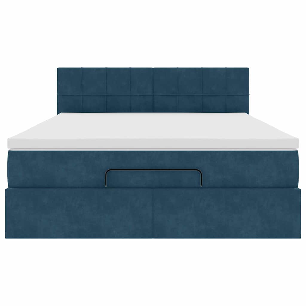 Ottoman-Bett mit Matratze Dunkelblau 140x200 cm Samt
