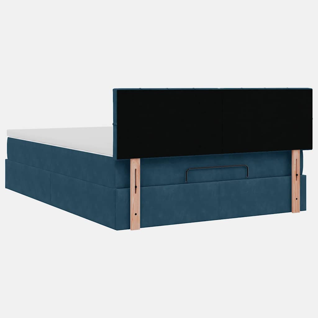 Ottoman-Bett mit Matratze Dunkelblau 140x200 cm Samt