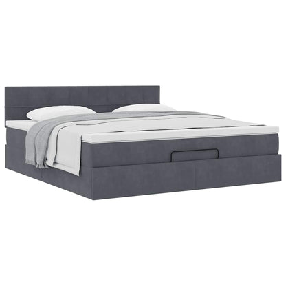 Ottoman-Bett mit Matratze Dunkelgrau 160x200 cm Samt
