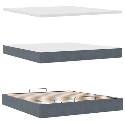 Ottoman-Bett mit Matratze Dunkelgrau 160x200 cm Samt