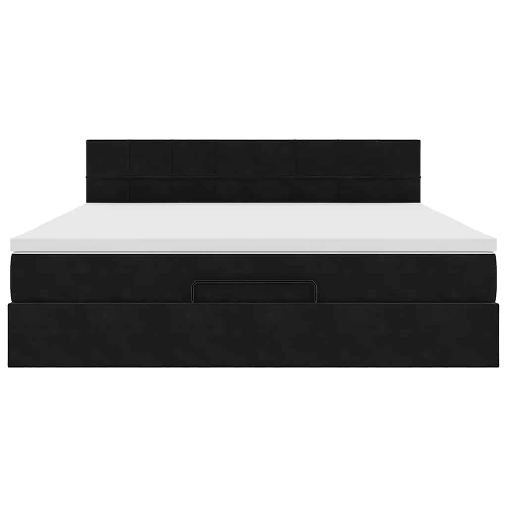Ottoman-Bett mit Matratze Schwarz 160x200 cm Samt
