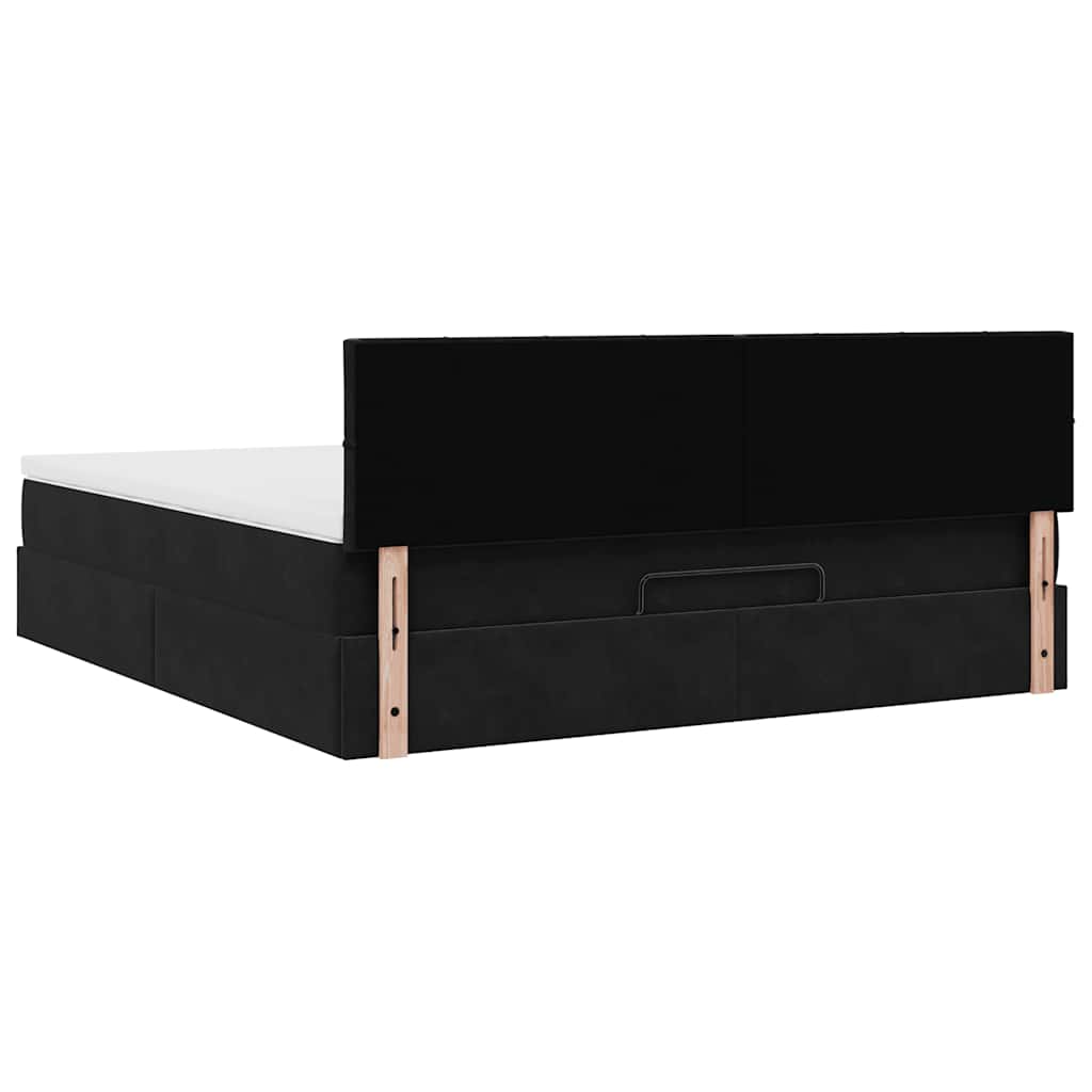 Ottoman-Bett mit Matratze Schwarz 160x200 cm Samt