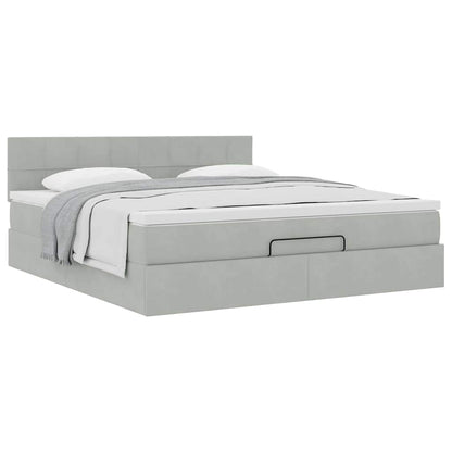Ottoman-Bett mit Matratze Hellgrau 180x200 cm Samt