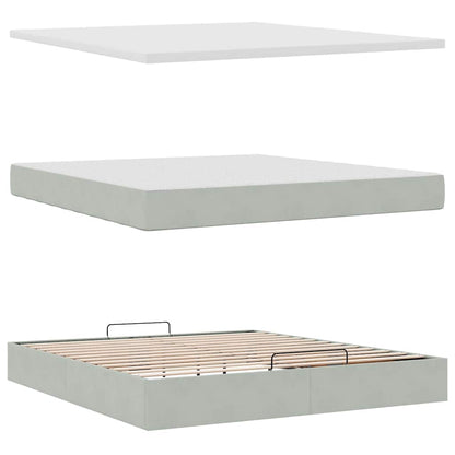Ottoman-Bett mit Matratze Hellgrau 180x200 cm Samt
