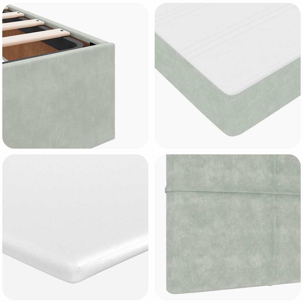 Ottoman-Bett mit Matratze Hellgrau 180x200 cm Samt