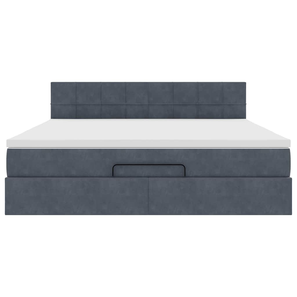 Ottoman-Bett mit Matratze Dunkelgrau 180x200 cm Samt