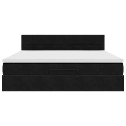 Ottoman-Bett mit Matratze Schwarz 180x200 cm Samt