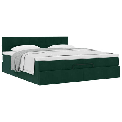 Ottoman-Bett mit Matratze Dunkelgrün 180x200 cm Samt