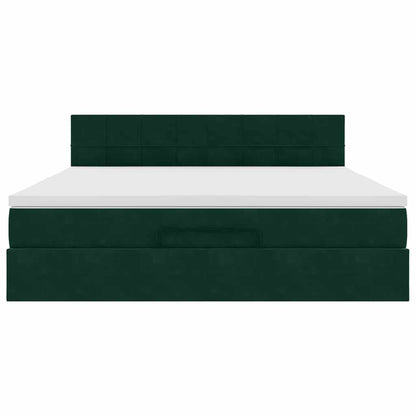 Ottoman-Bett mit Matratze Dunkelgrün 180x200 cm Samt