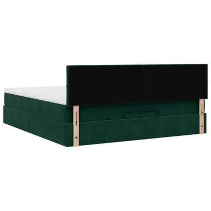 Ottoman-Bett mit Matratze Dunkelgrün 180x200 cm Samt