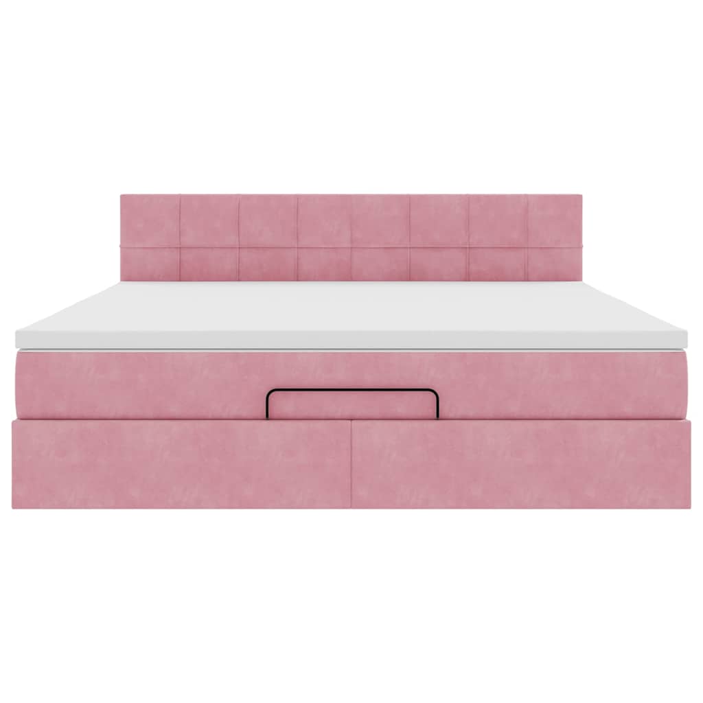 Ottoman-Bett mit Matratze Rosa 180x200 cm Samt