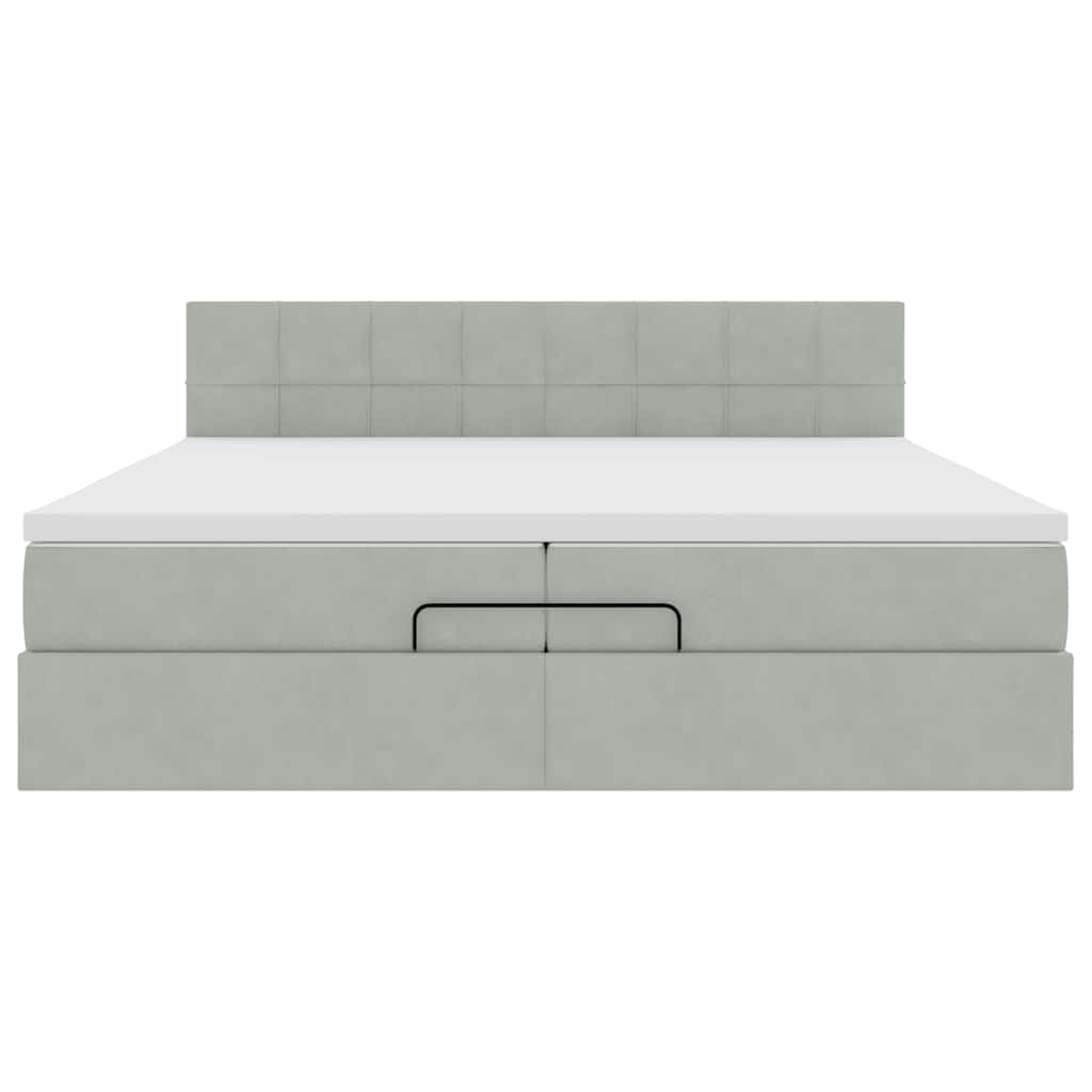 Ottoman-Bett mit Matratze Hellgrau 200x200 cm Samt