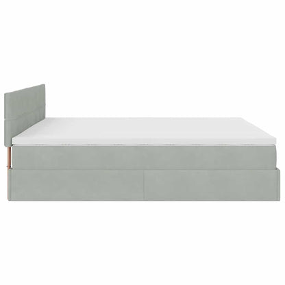 Ottoman-Bett mit Matratze Hellgrau 200x200 cm Samt