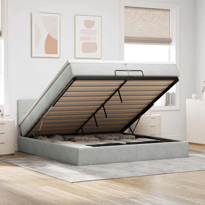Ottoman-Bett mit Matratze Hellgrau 200x200 cm Samt