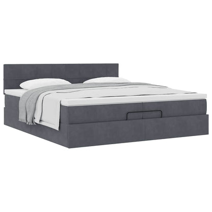 Ottoman-Bett mit Matratze Dunkelgrau 200x200 cm Samt