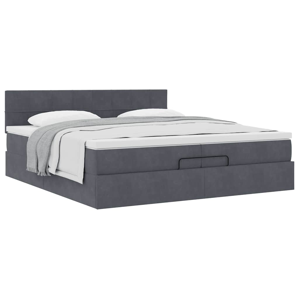 Ottoman-Bett mit Matratze Dunkelgrau 200x200 cm Samt