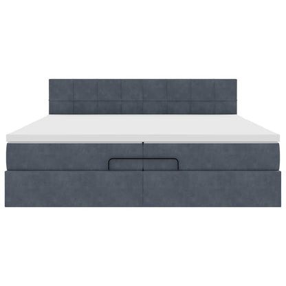 Ottoman-Bett mit Matratze Dunkelgrau 200x200 cm Samt