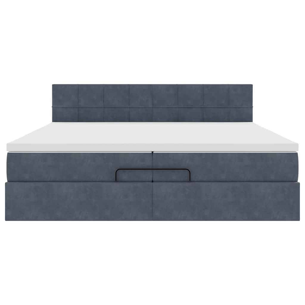 Ottoman-Bett mit Matratze Dunkelgrau 200x200 cm Samt