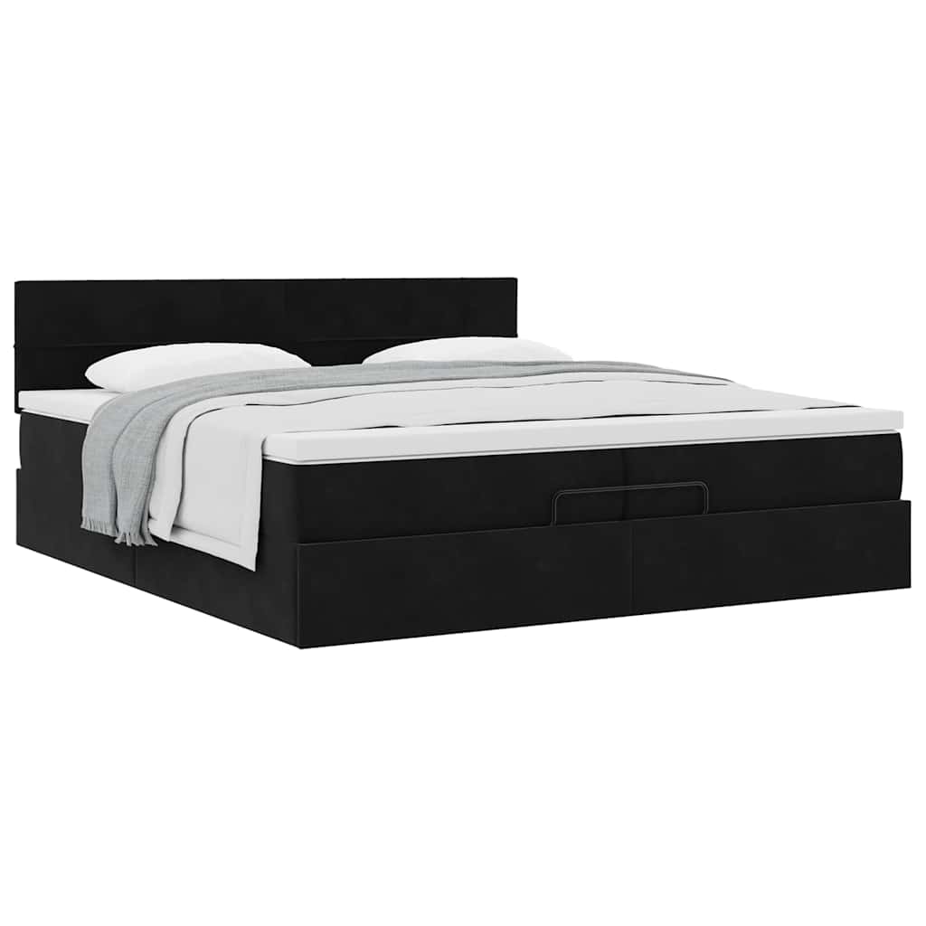 Ottoman-Bett mit Matratze Schwarz 200x200 cm Samt