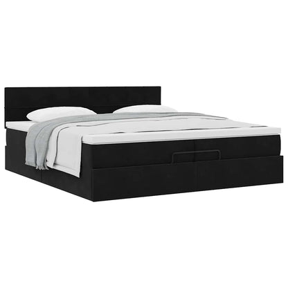Ottoman-Bett mit Matratze Schwarz 200x200 cm Samt