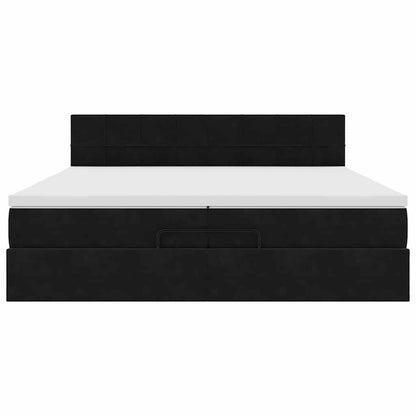 Ottoman-Bett mit Matratze Schwarz 200x200 cm Samt
