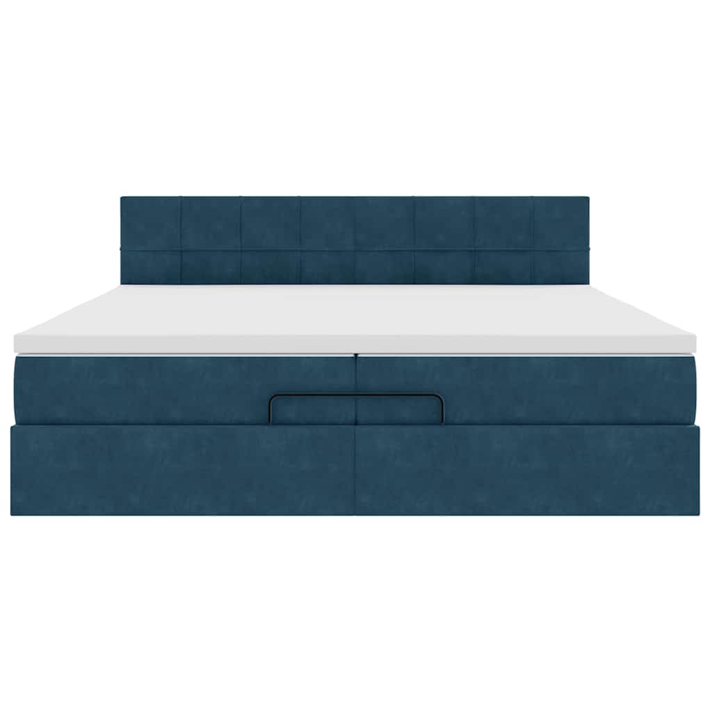 Ottoman-Bett mit Matratze Dunkelblau 200x200 cm Samt